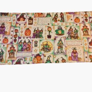 Halloween Themed Fabric Witches Pumpkins Stars Quilt Craft 25 x 13 inch